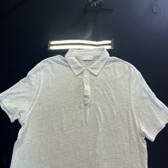 7 For All Mankind White Polo Shirt with Soft Breathable Fabric - Picture 1 of 3
